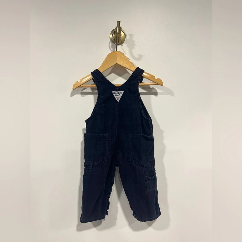 OshKosh B'gosh Navy Plaid Corduroy Overalls